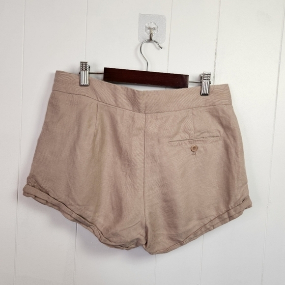 Aritzia Wilfred Allegra Linen Lyocell Mid Rise Shorts Button Fly Size 2 - Picture 3 of 5